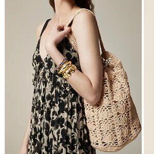 J.Crew Handknotted faux-raffia bucket bag NWT